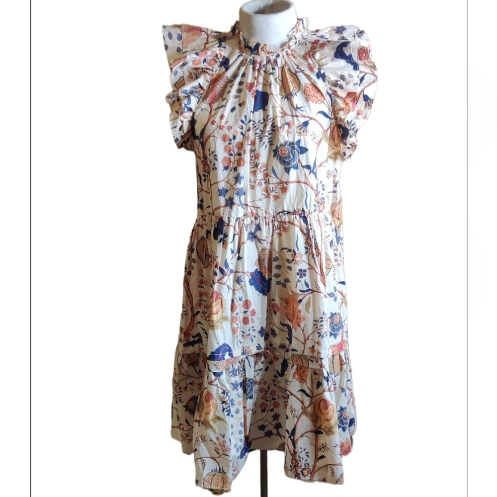 Ulla Johnson Eden Floral Ruffle Sleeveless Dress Size 8 - Picture 3 of 7